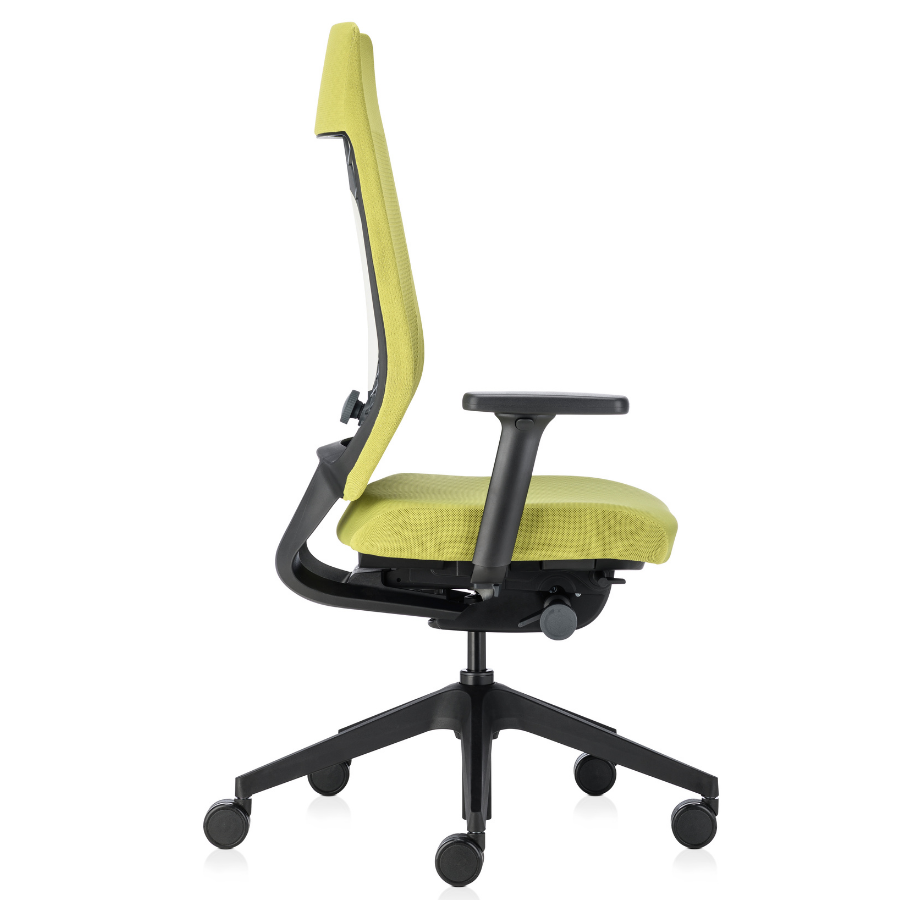 Interstuhl JOYCEis3 JC217 Bürostuhl mit Netzrücken hoch Farbe maigrün schwarz -Seitenansicht