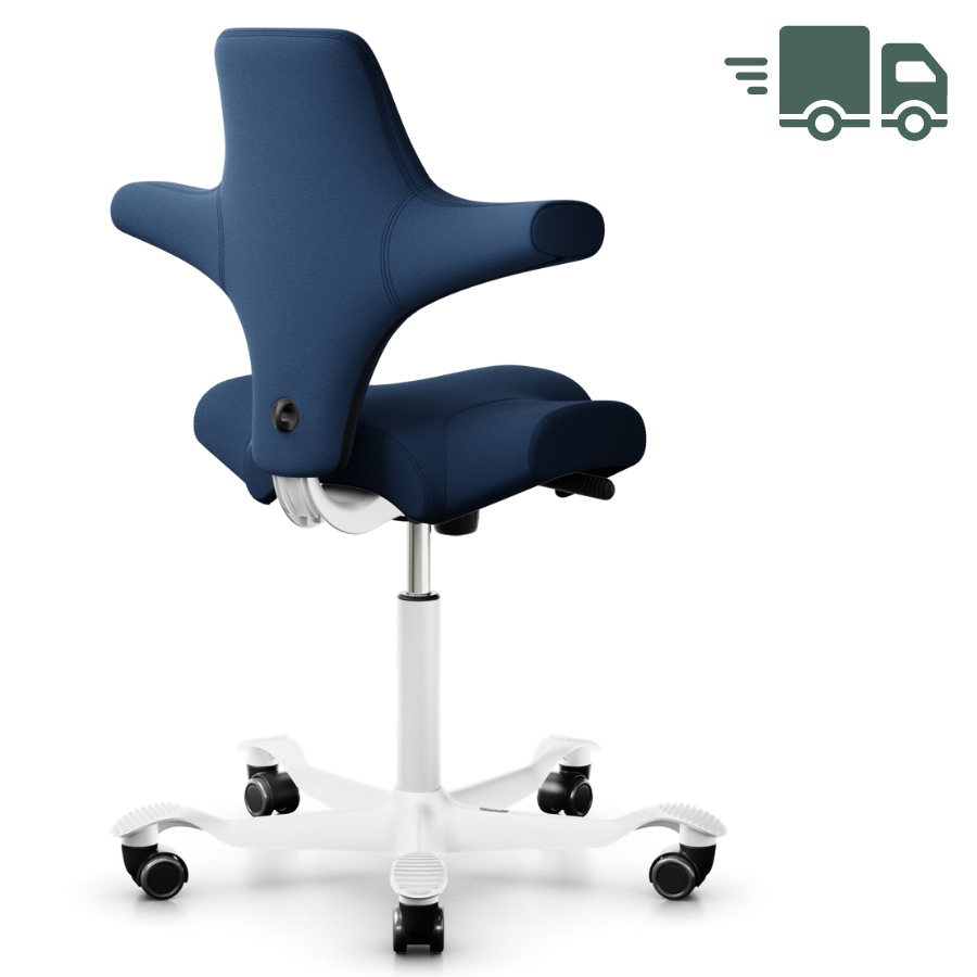 HAG CAPISCO 8106 Stoff Xtreme blau mit Sattelsitz 200 mm Gasfeder Gestell weiß