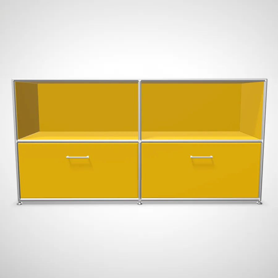 Bosse Solutions Sideboard | Lack seidenmatt 0760 gelb | 2 Auszüge | Front