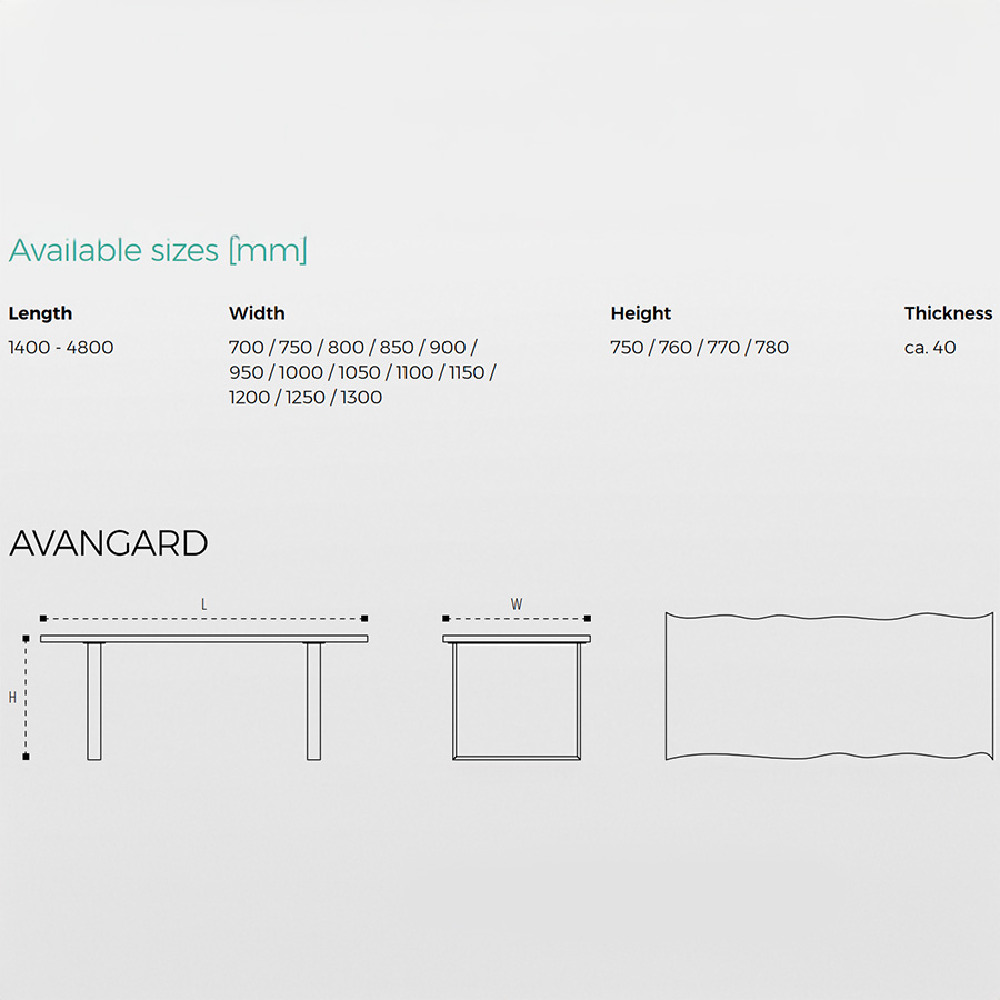 Trebord Tisch Avangard Größen