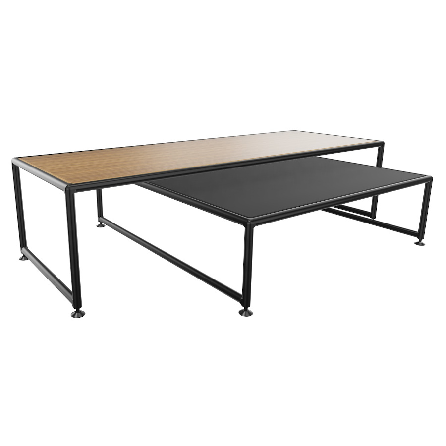 Bosse Bügel-Couchtisch Set Black Edition hoch und niedrig in Funier & Melamin Schwarz