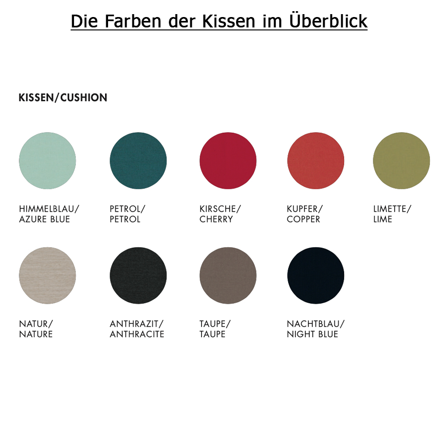 Übersicht verschiedene Kissenfarben
