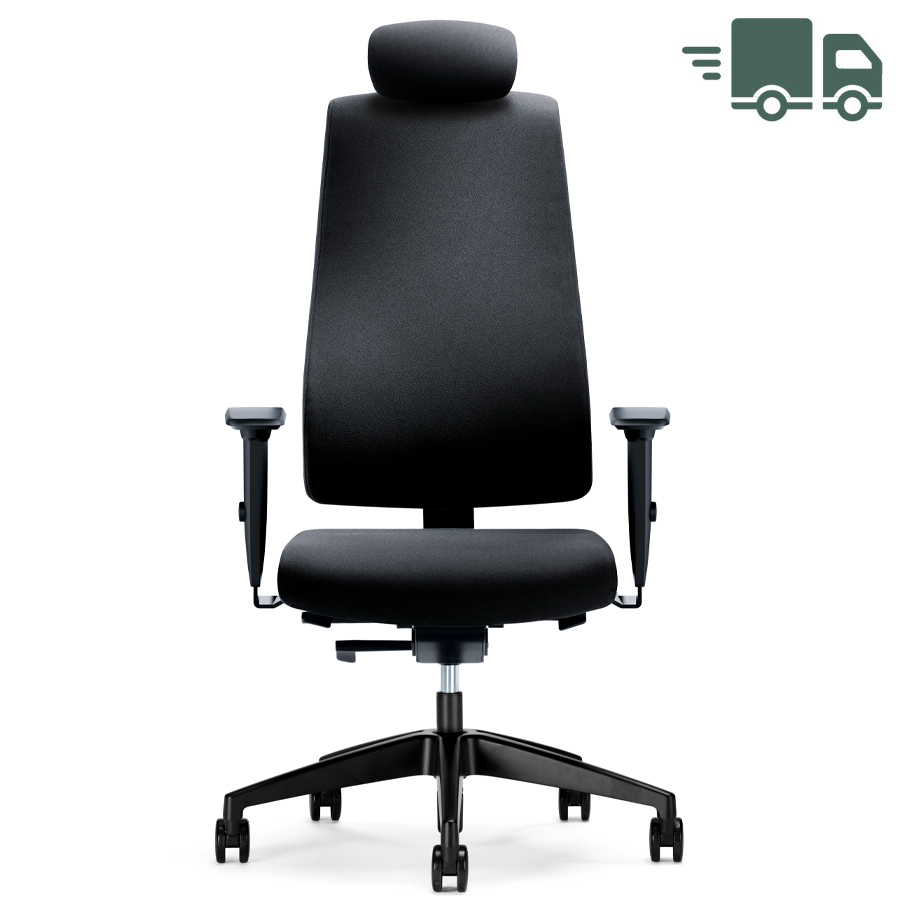 Interstuhl GOAL (322G) Bürostuhl mit Kopfstütze in Vollausstattung in Schwarz