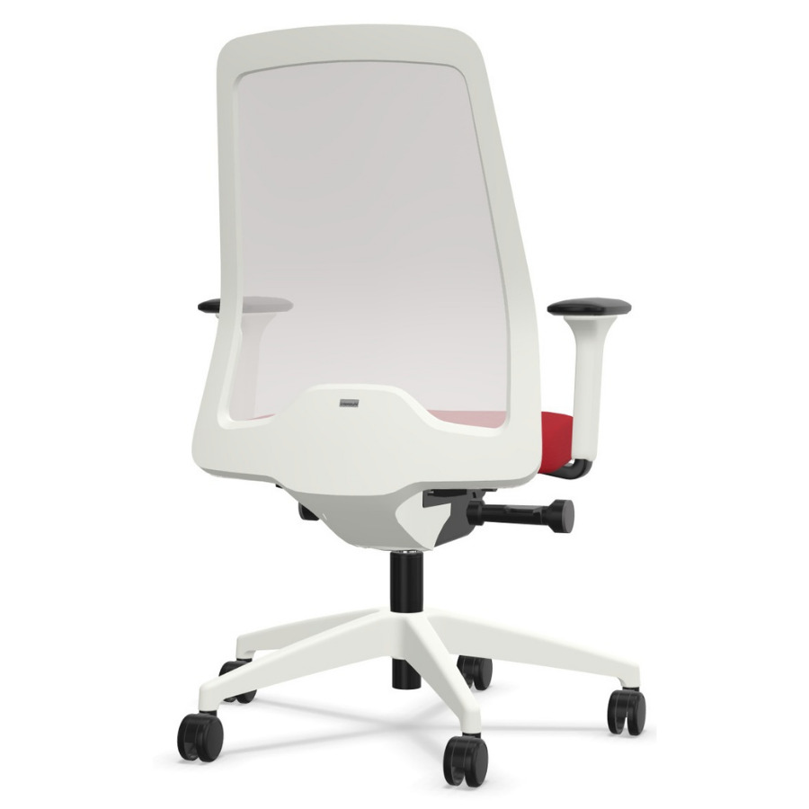 Interstuhl EVERYis1 EV261 weiß mit FLEXTECH Netzrücken weiß Polster rot