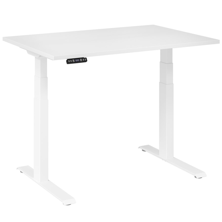 RWH RAPID elektrisch verstellbarer Schreibtisch - Tischplatte und Gestell weiß - 120x80 cm