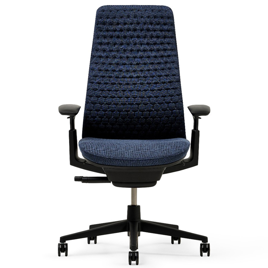 HAWORTH Fern Digital Knit Mariner, Rahmen schwarz, 4D-Armlehnen, Aluminiumfußkreuz schwarz