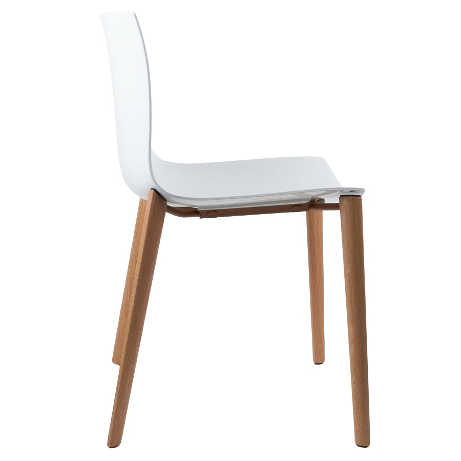 Arper Catifa 46 Schale einfarbig weiß - Gestell Eiche natur - Seite