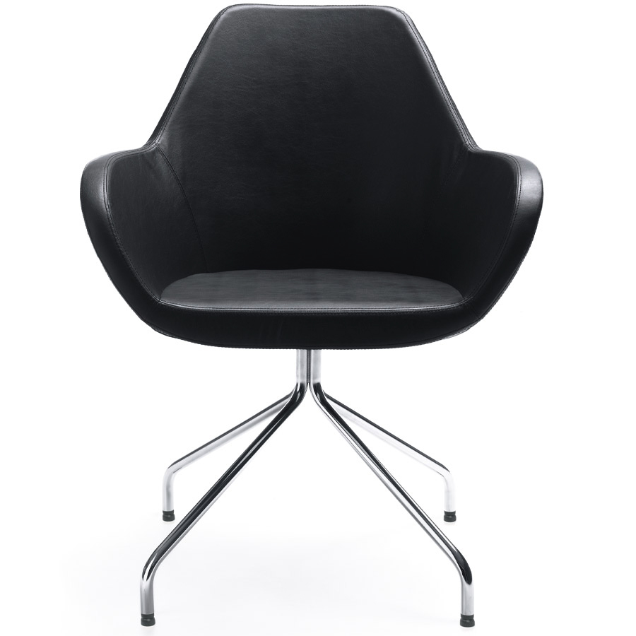 Profim Fan mit Spinnenfuß in Chrom mit Leder schwarz