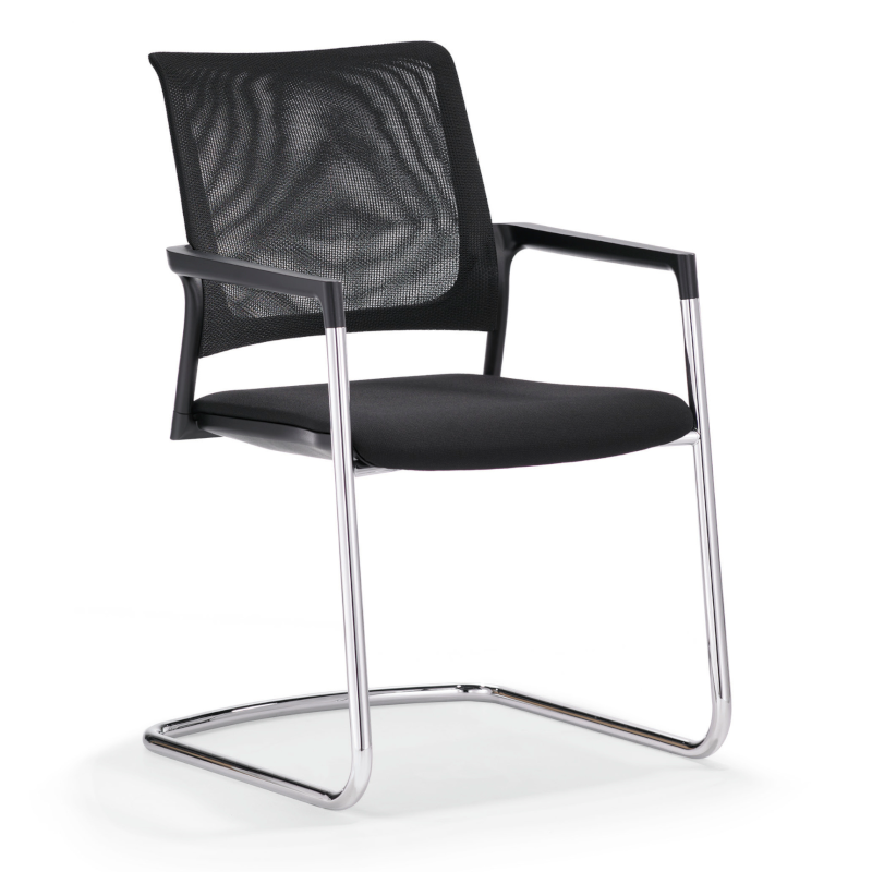 Klöber MERA 46 (mer46) Freischwinger - Gestell verchromt - Netz schwarz