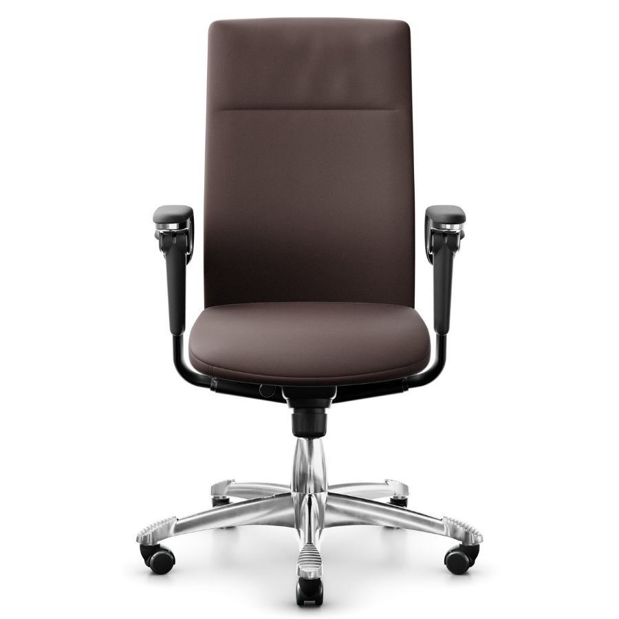 HAG Tribute 9021 Chefsessel braun Fußkreuz/Gestell poliert - Frontansicht
