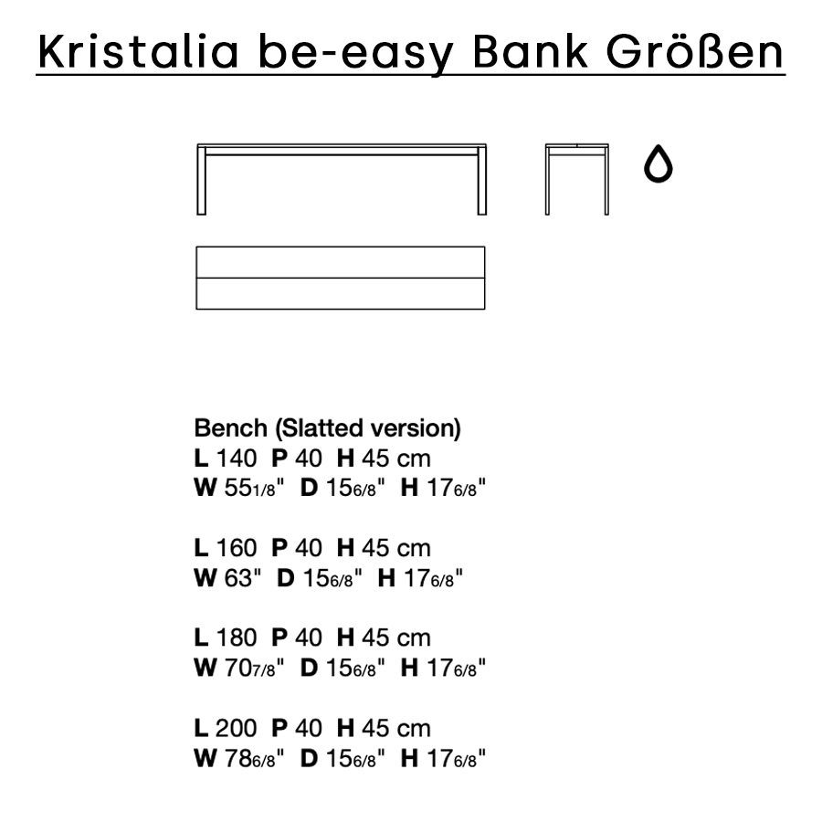 Kristalia be-Easy | Sitzbank Größen