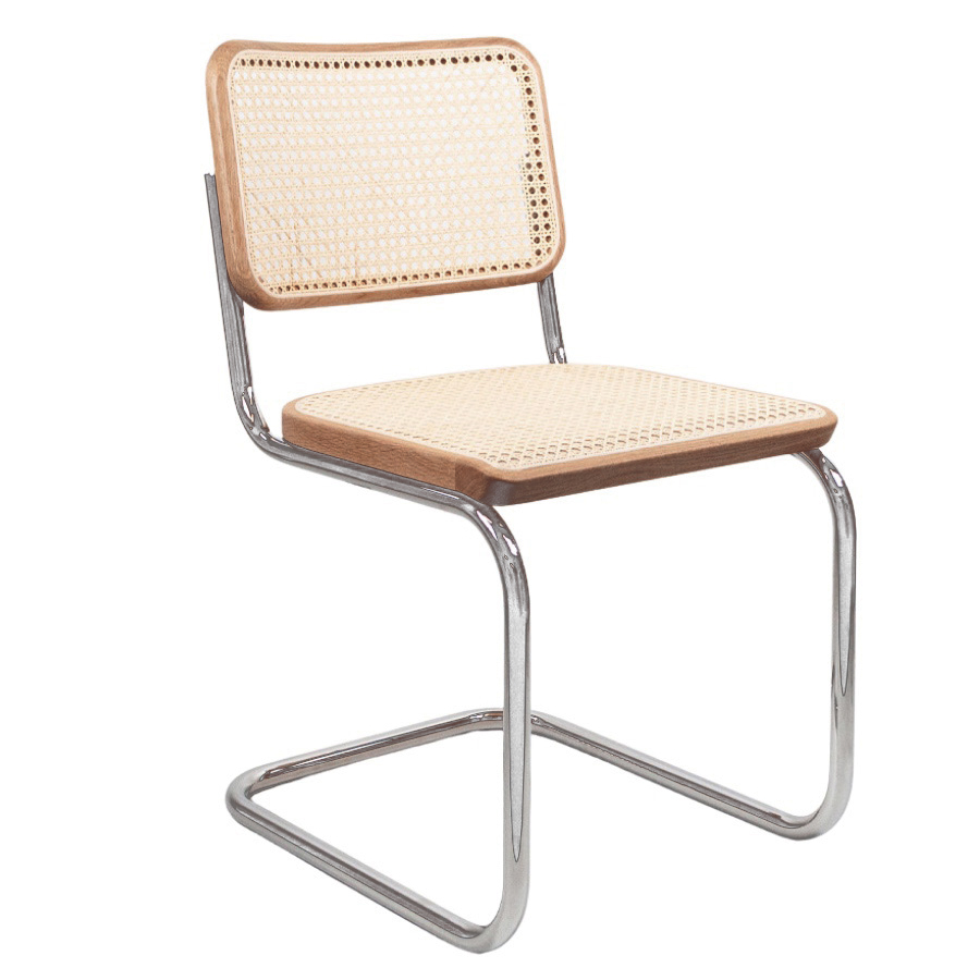 THONET Stahlrohr-Freischwinger S 32 Rohrgeflecht-Sitz Pure Materials Eiche - Gestell verchromt
