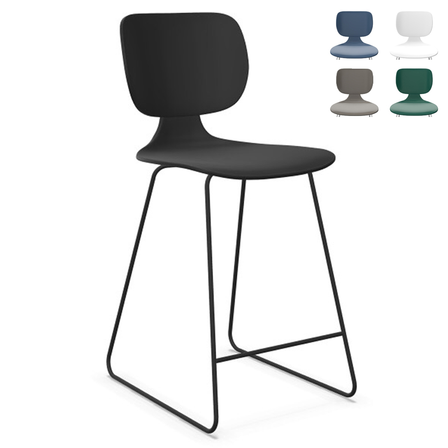 Klöber CoMeet steel (com55h) - Sitzhöhe 61 cm - Kunststoffschale schwarz - Kufengestell schwarz
