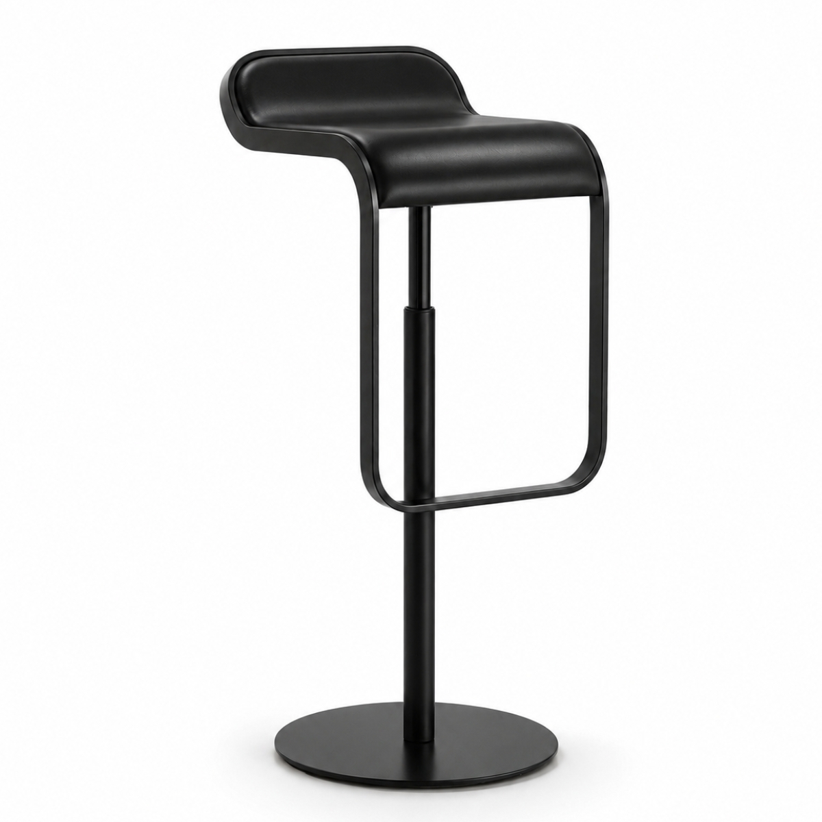 lapalma LEM S80 Barhocker | Ledersitz Schwarz | Gestell schwarz | Gasfeder schwarz