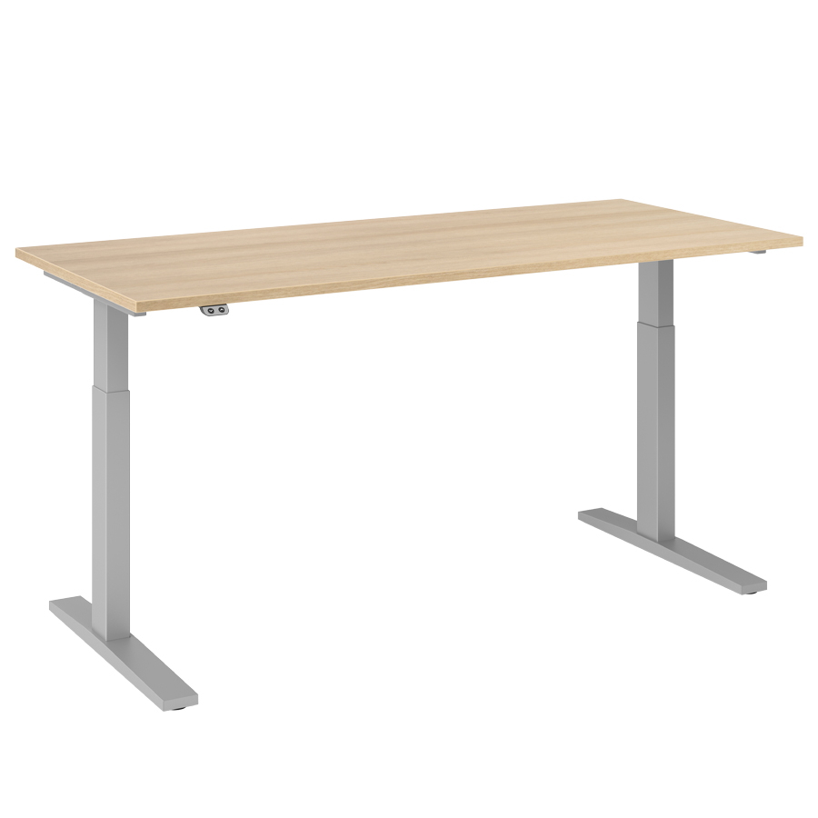 RWH Action Schreibtisch elektrisch verstellbar - Eiche hell-silber - Breite 180 cm