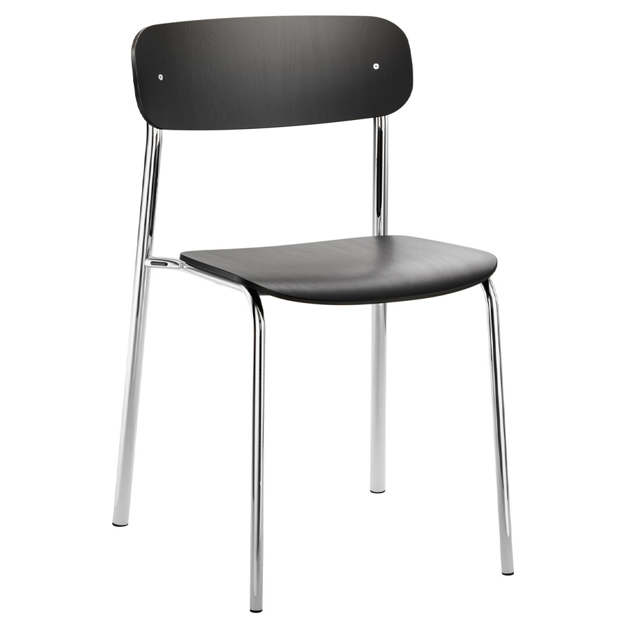 THONET S 243 |  Buche schwarz gebeizt | Stahlrohr-Freischwinger | Gestell verchromt