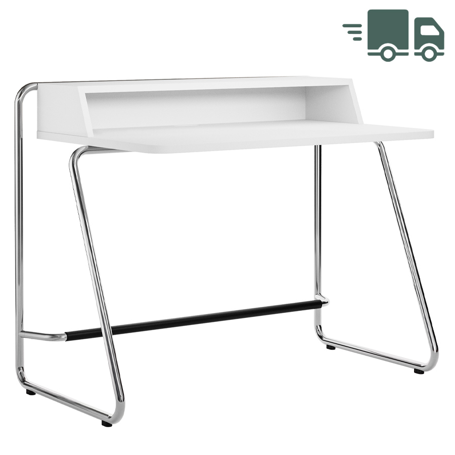 THONET Stahlrohr Schreibtisch S 1200 weiß Esche offenporig - Gestell verchromt