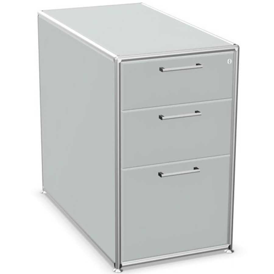 Bosse Modul Space Standcontainer auf Stellgleiter in Melamin Lichtgrau mit Chrom