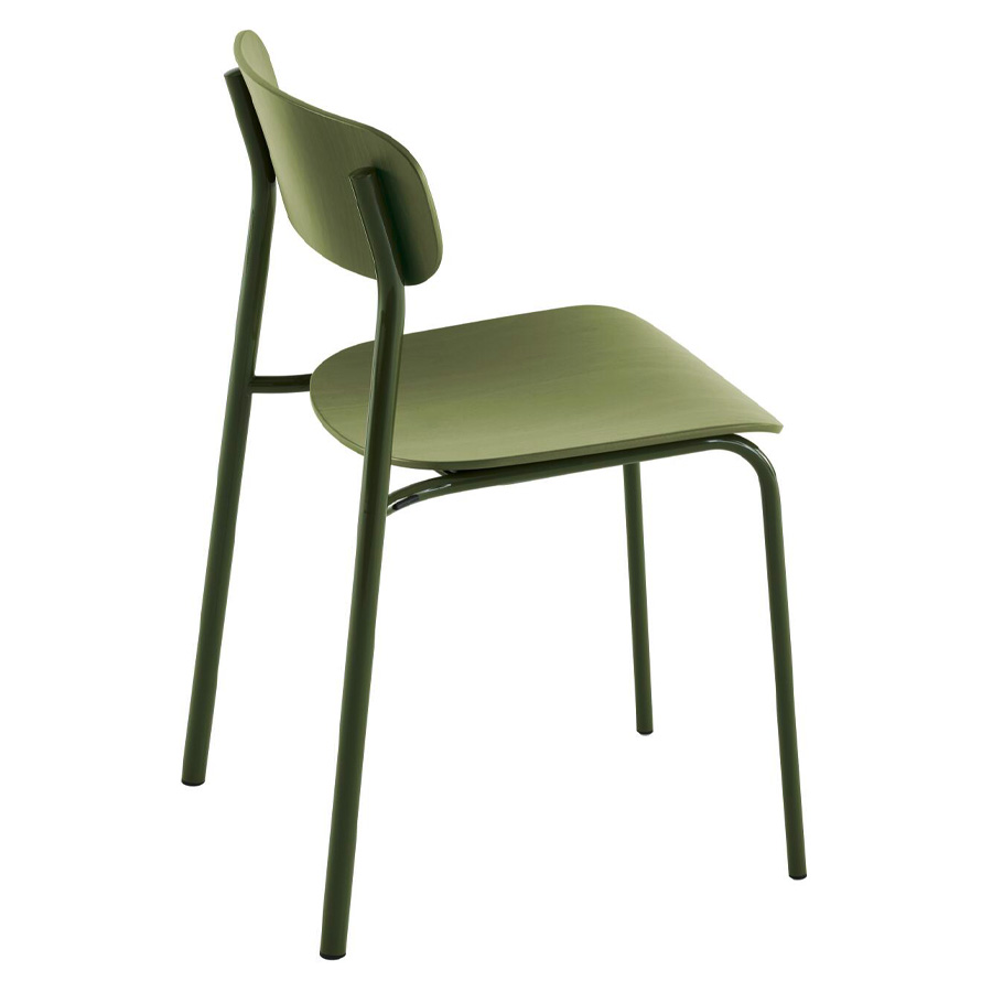 THONET S 243 Stahlrohrstuhl | Buche olivgrün gebeizt | Gestell olivgrün