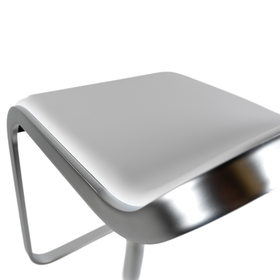 Lapalma LEM Barhocker mit Sitzfläche Leder weiß