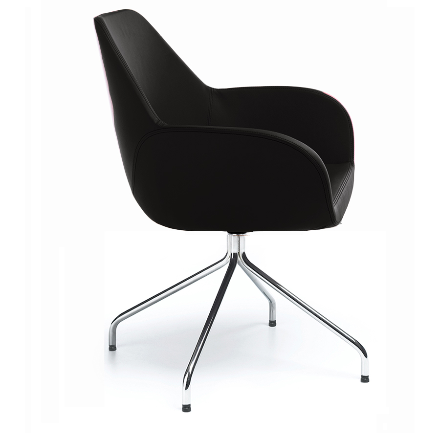 Profim Fan mit Spinnenfuß in Chrom mit Leder schwarz