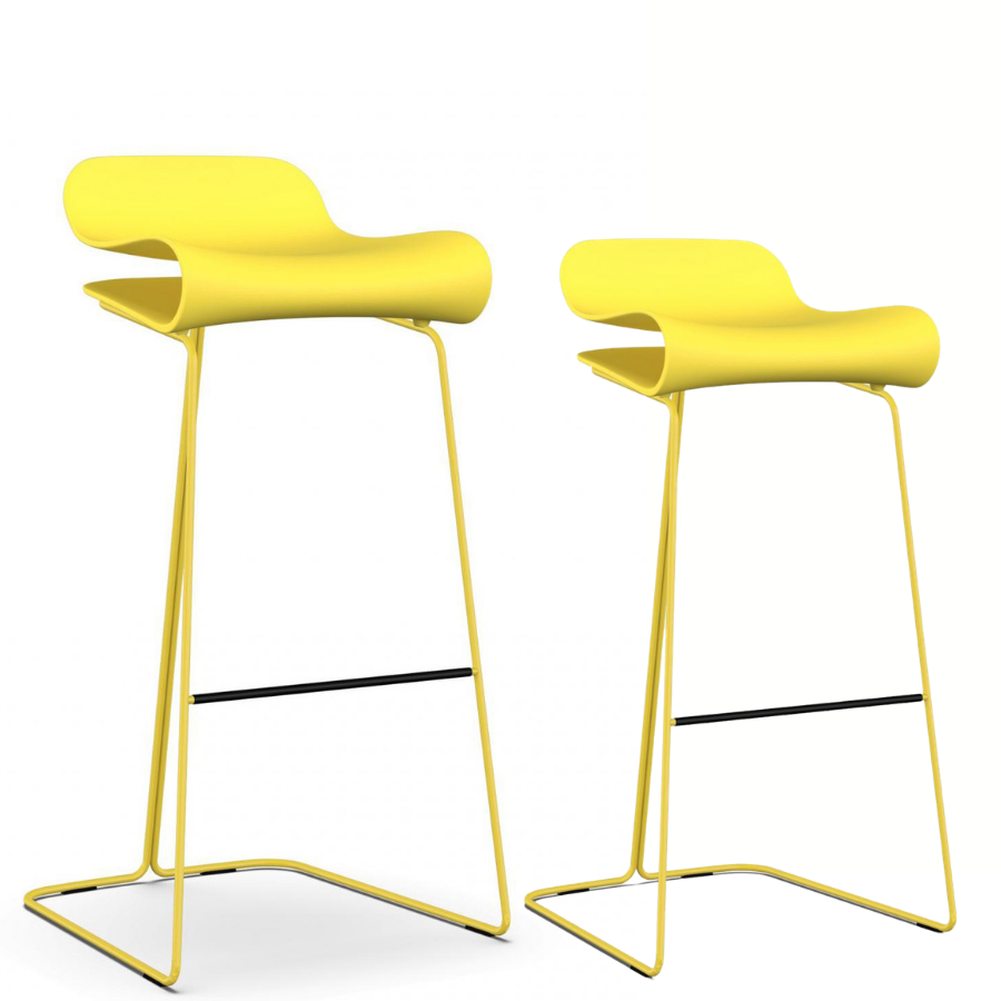 Kristalia BCN Barhocker mit Kufengestell gelbgrün in 3 Größen