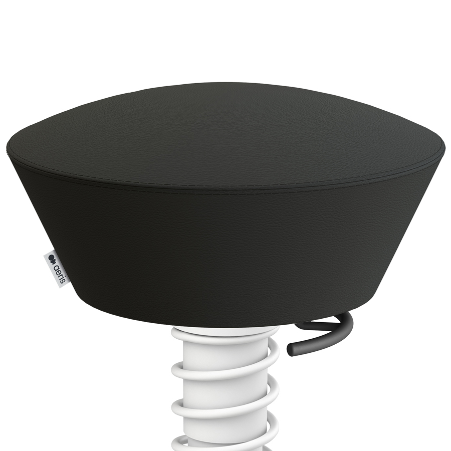 Aeris Swopper | Bezug Kunstleder Uruguay schwarz | Gestell und Feder weiß | Nahaufnahme