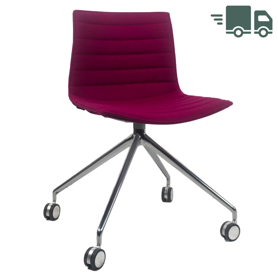 ABVERKAUF: Arper CATIFA 46 0376 Stuhl gepolstert | Bezug Divina lila | Sternfuß auf Rollen Kopie