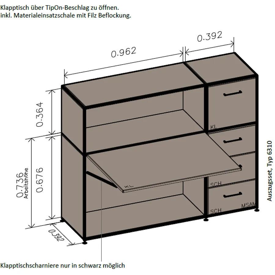 Bosse Solutions Sekretär | Melamin congo | Maße