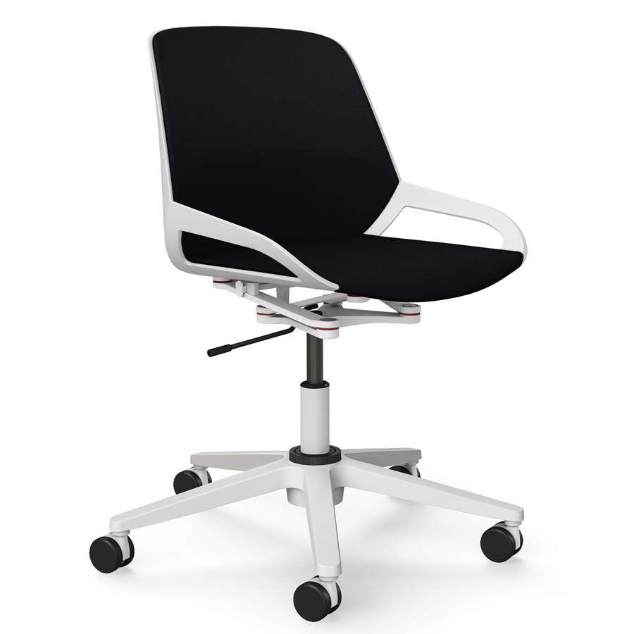 Aeris Numo Task weiß - Fußkreuz mit Rollen - Sitz- u. Rückenpolster Cura schwarz