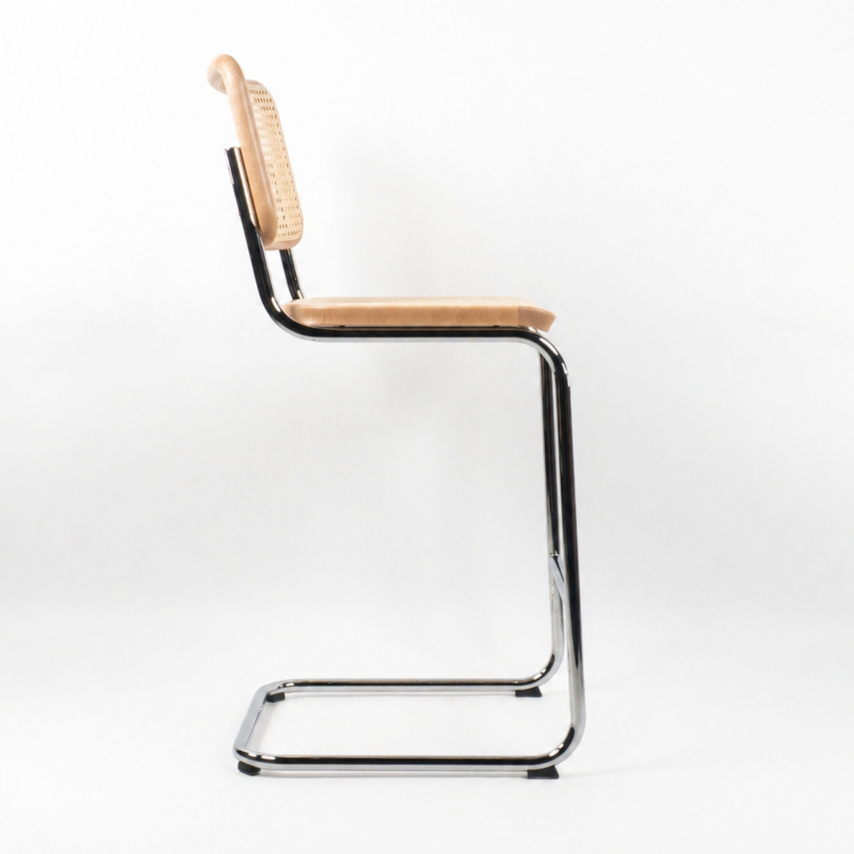 THONET S 32 VH Barhocker | Buche natur gebeizt | Rohrgeflecht-Sitz | Gestell verchromt