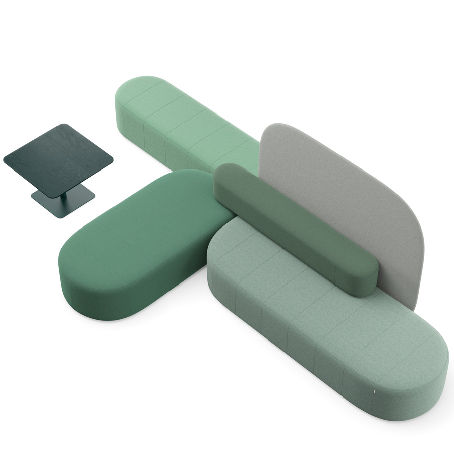 Profim Revo Besprechungsinsel T-Form grüne Kombination