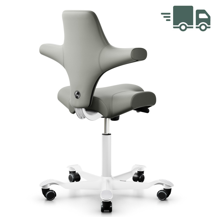 HAG Capisco  8106 Leder schlamm mit Gestell weiss - schnell geliefert