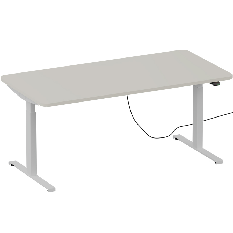 Schreibtisch NewWORK elektrisch höhenverstellbar - Gestell weiß - Platte Titanweiß