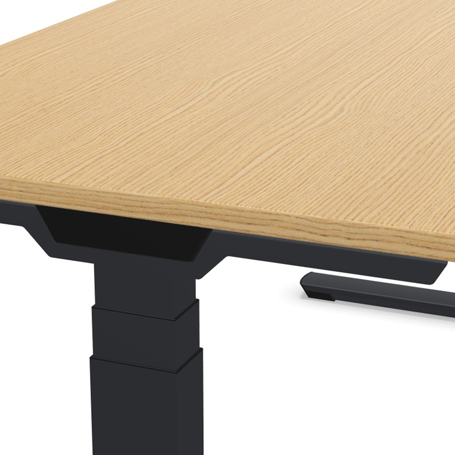 Palmberg Crew T Schreibtisch elektrisch höhenverstellbar - Tischplatte Eiche - Gestell weiß