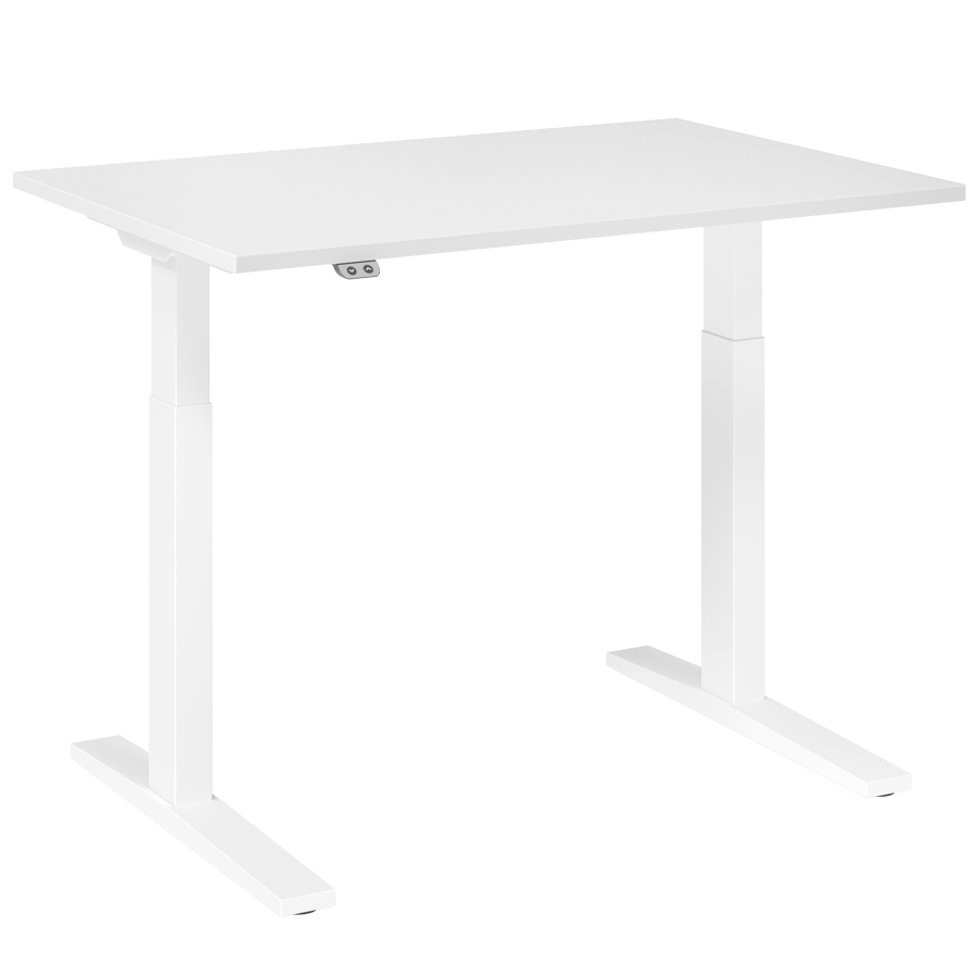 RWH ACTION elektrisch verstellbarer Schreibtisch - Tischplatte und Gestell weiß - 120x80 cm