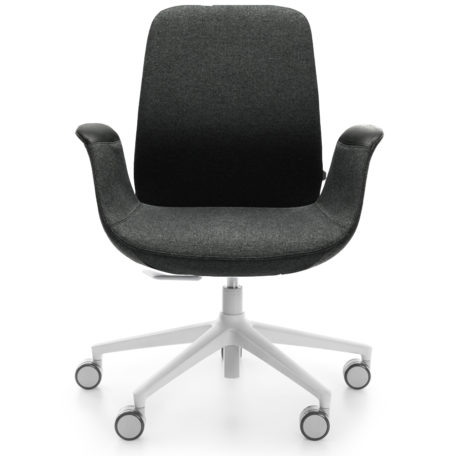 Profim ElliePro 20ST Bezug anthrazit mit Armauflagen Leder - Fußkreuz weiß