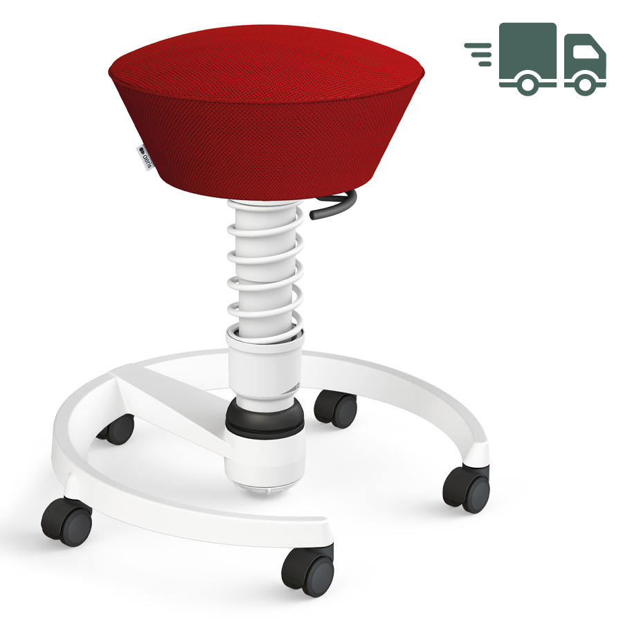 Aeris Swopper Air Mesh-Gewebe Runner rot mit Rollen - Gestell/Feder weiß