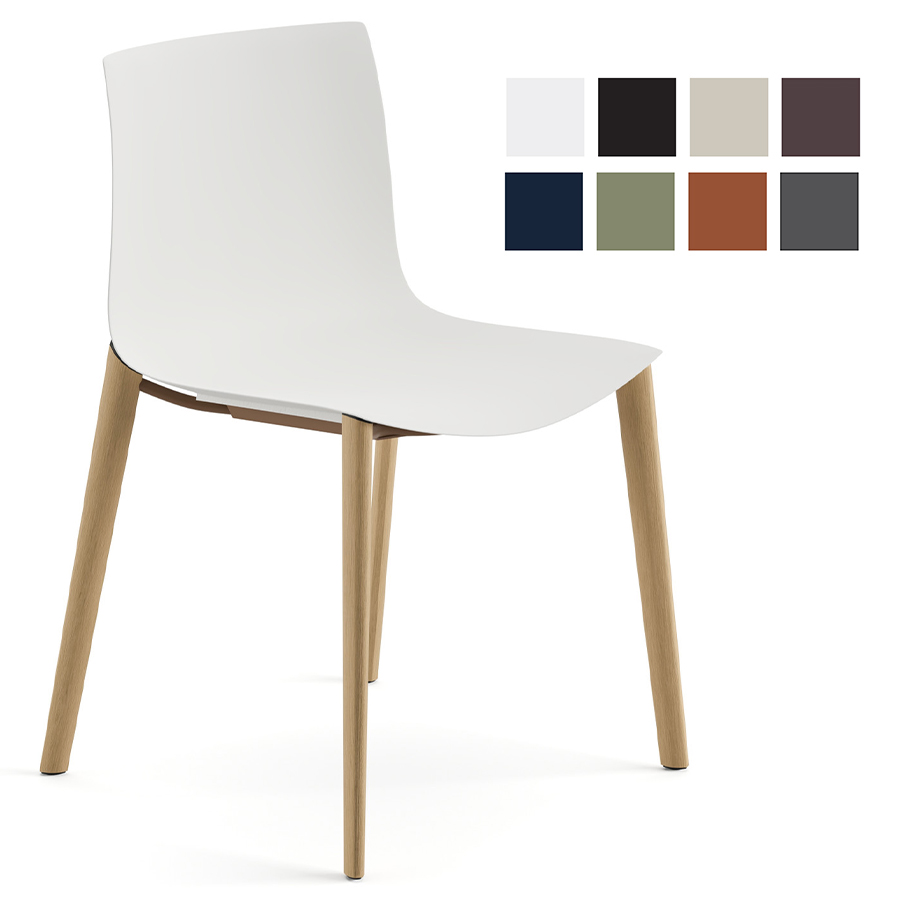 Arper CATIFA 46 0503 (RE) einfarbig Holzbeine | Küchenstuhl | Kantinenstuhl