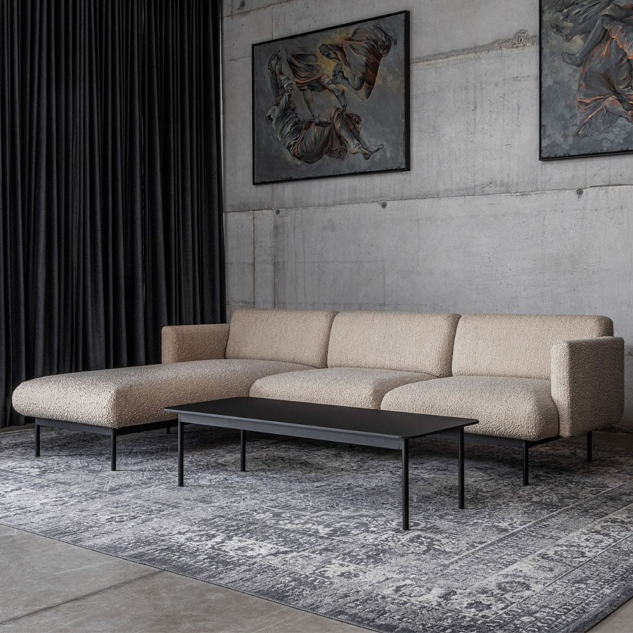 Bejot Fora FR 423 Lounge Sofa 3-Sitzer, Stoff Alpa AP005 Beige, Gestell schwarz