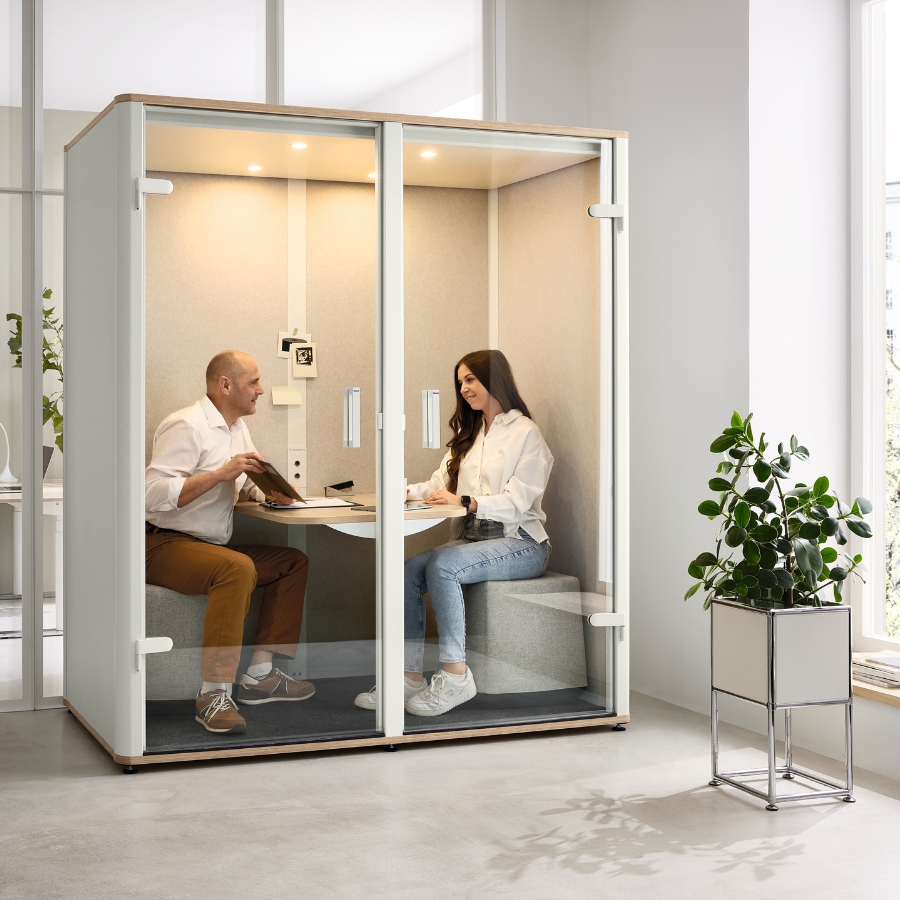 BOSSE Bosselino Meetingbox DUO | für 2 Personen | Komplettmodell | Akustikbox | Weiß