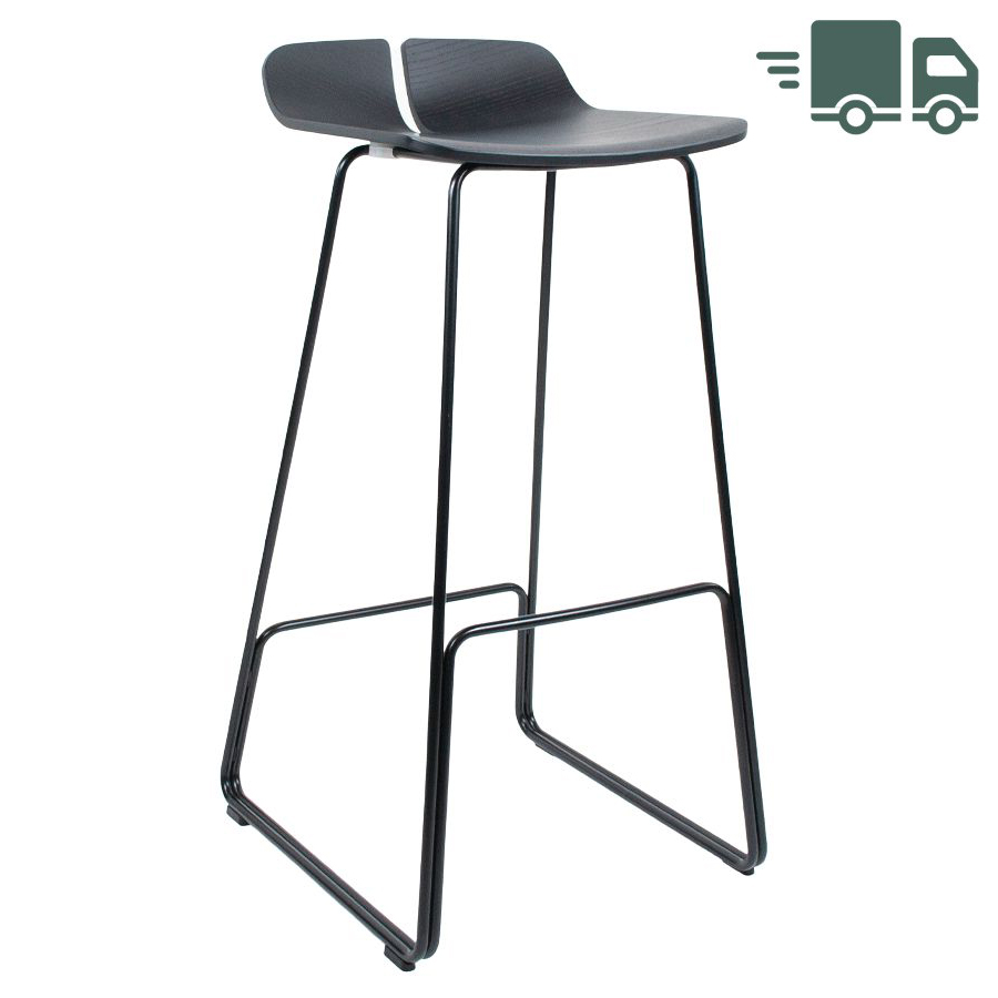 lapalma LINK Barhocker - Gestell schwarz - Sitz Holz schwarz offenporig