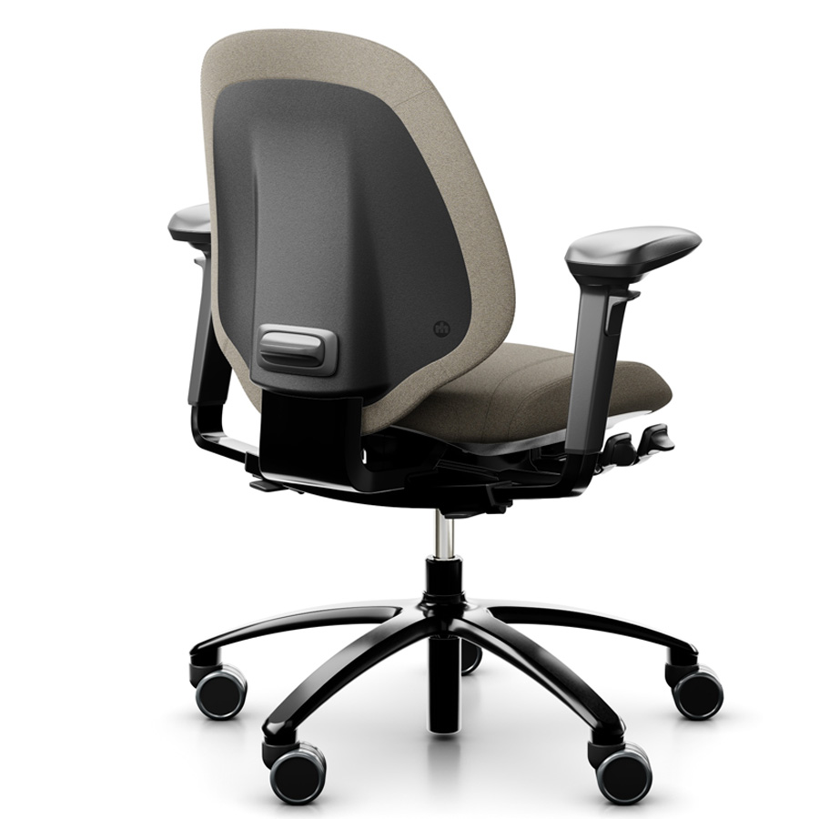 RH Mereo 200 Beige mit Gestell schwarz Rückansicht