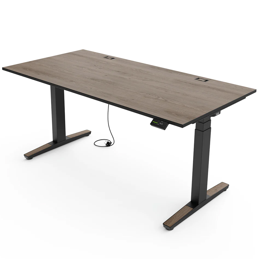 Yaasa Desk Expert Gestell schwarz, Tischplatte Eiche dunkel