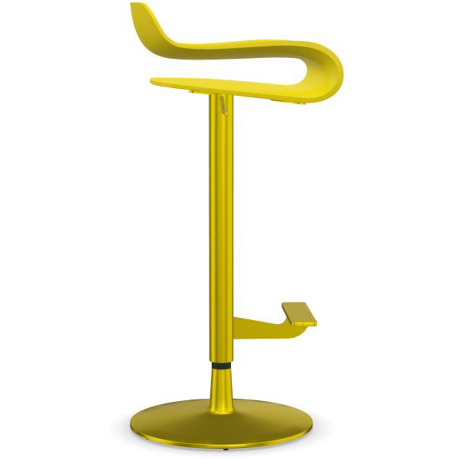 Kristalia BCN Barhocker gelbgrün höhenverstellbar Gestell lackiert
