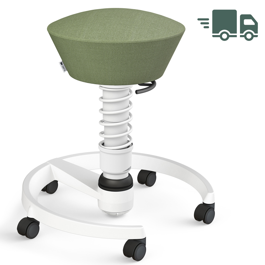 Aeris Swopper Capture Wolle grün-beige meliert - Rollen - Gestell weiß - Standardfeder