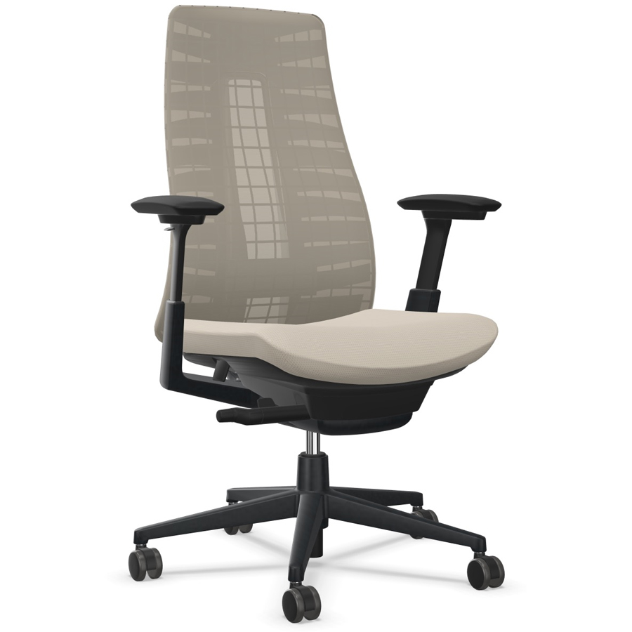 HAWORTH Fern Bürodrehstuhl braun mit Netzrücken - Gestell schwarz Seitenansicht