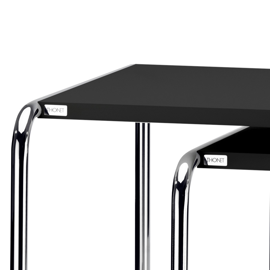 THONET Beistelltische SET B9 a+b schwarz - Gestell chrom