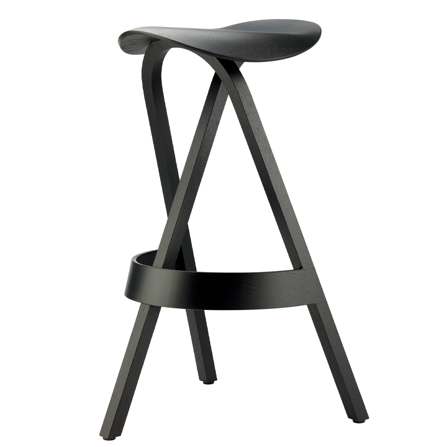 THONET 404 H Holzbarhocker - Eiche schwarz gebeizt