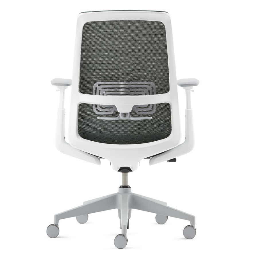 HAWORT Soji Bürodrehstuhl grau mit Netzrücken - Rückansicht
